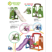 QQ vente chaude nouveau style Kids indoor Sliding Toys enfants Kids Plastic Slides swing set avec basketball debout